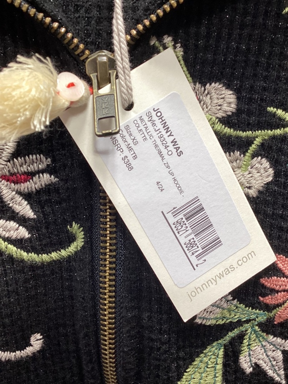 JOHNNY WAS METALLIC THERMAL ZIP UP HOODIE COLETTE - Picture 5 of 6